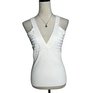Carol Rose White Ribbed Tank Top